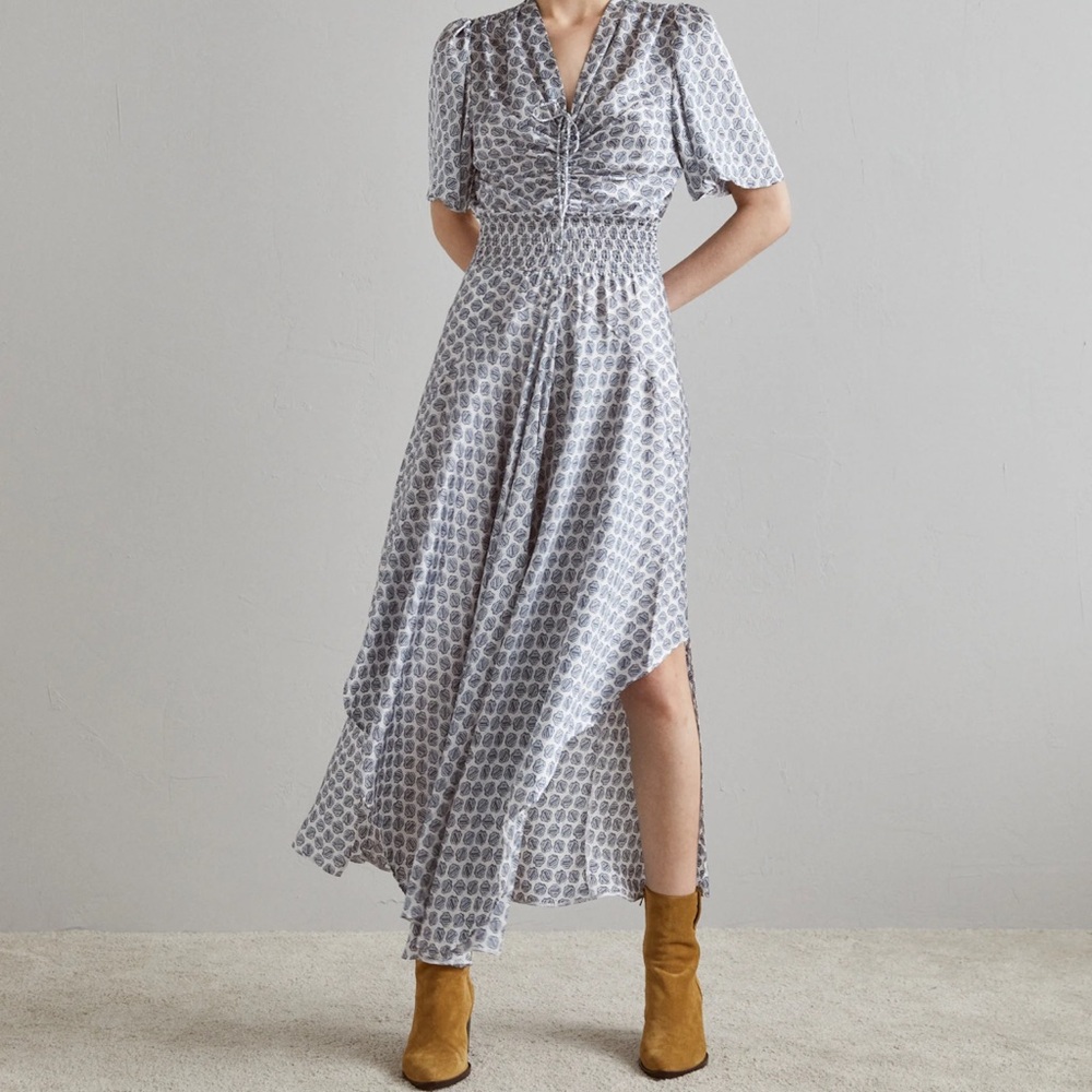 Elegant Blue Patterned Women's Dress